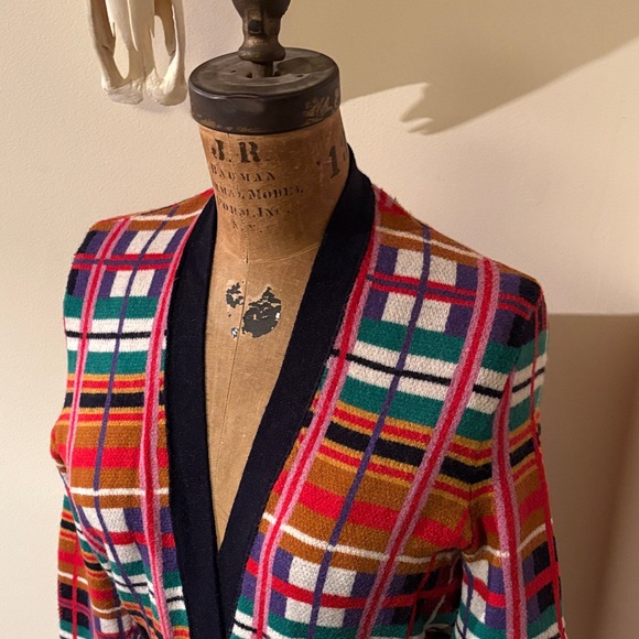 Moth Anthropologie Multicolor Plaid Cardigan with belt, size small - Picture 3 of 6